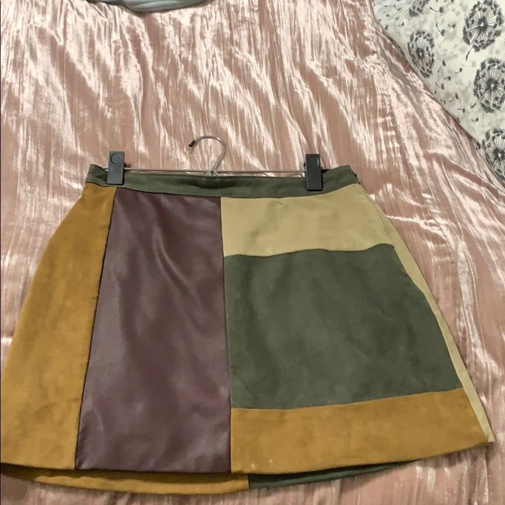 abercrombie & fitch suede & faux leather skirt